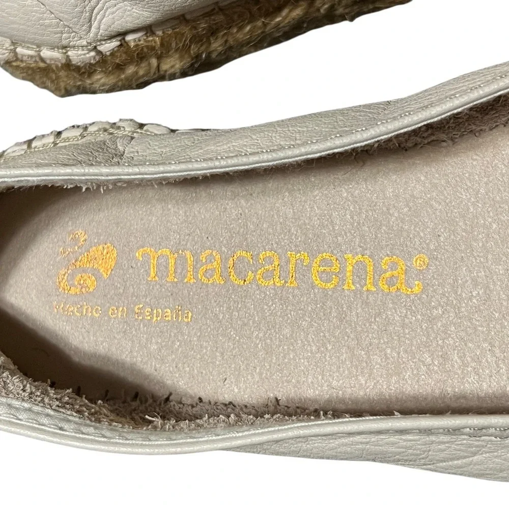 Macarena Leather Espadrille Platform Flats‎ 39 US 9 Ivory Black Comfort Classic